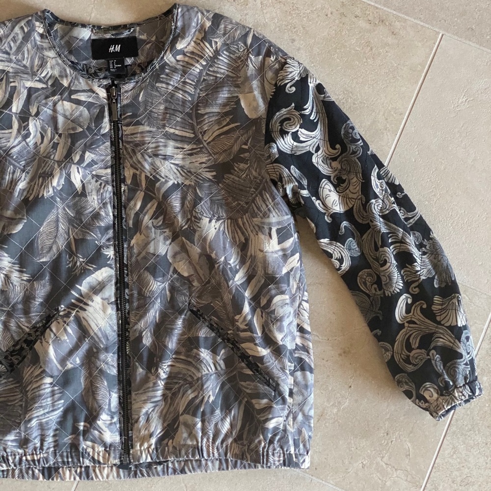 Mixed Print H & M Moto Palm Jacket
